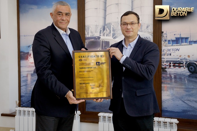 Компания  Durable Beton получила международный стандартный сертификат 