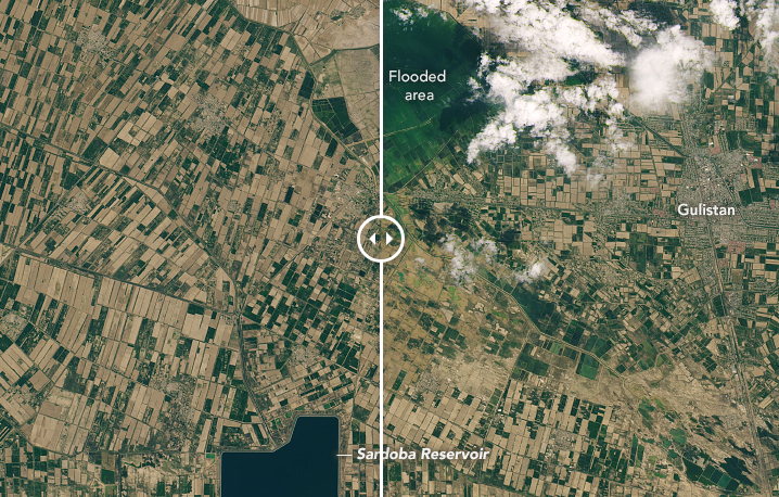NASA опубликовала новые фото последствий обрыва дамбы Сардобинского водохранилища