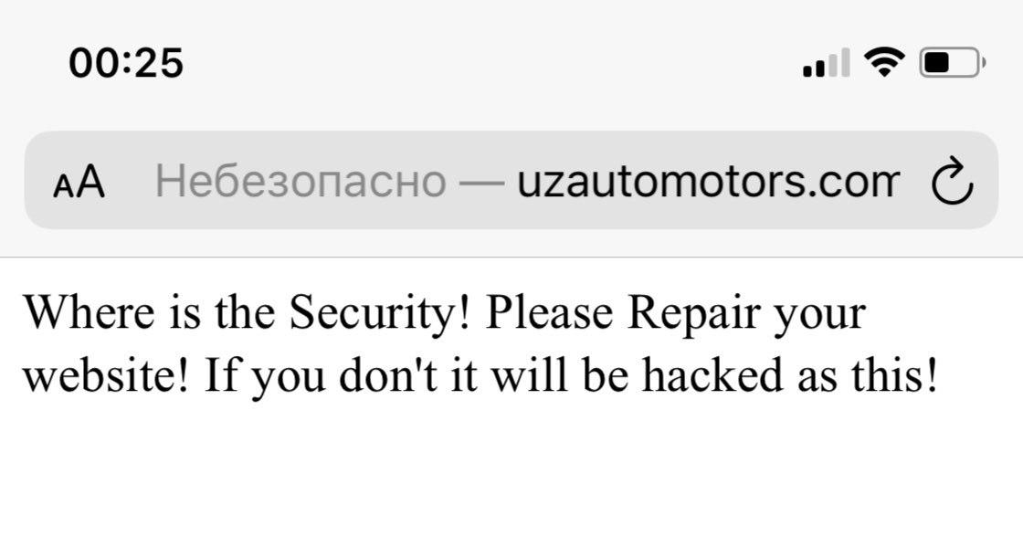 Хакеры взломали сайт UzAuto Motors и попросили починить его
