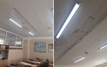 В янгиюльской школе на двух учащихся частично обрушился потолок 