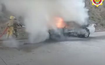 На перевале «Камчик» сгорела «Нексия» - видео