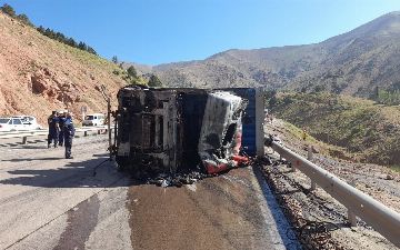 В Наманганской области сгорел грузовой автомобиль - фото