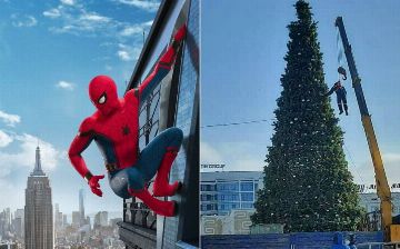 Казахстанца, украшавшего на улице новогоднюю ёлку сравнили с человеком пауком - фото
