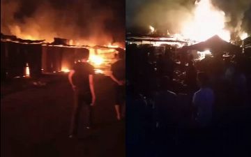 На рынке в Самарканде произошел пожар — видео