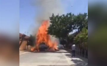 В Самарканде полностью сгорел грузовик с соломой — видео 