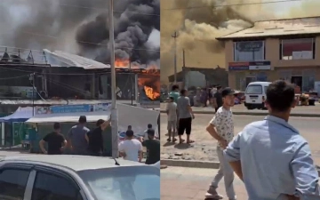 Под Ташкентом сгорел торговый центр — видео