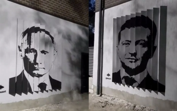 Inkuzart нарисовал в Ташкенте граффити с лицами Путина и Зеленского — видео
