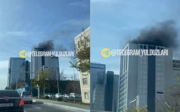 В Ташкенте загорелась крыша одной из высоток IT-Park — видео