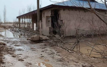 Несколько домов в Каракалпакстане затопило из-за подъема уровня воды в канале (фото)