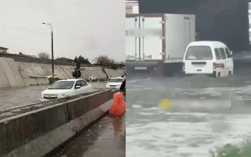 Дороги Ташкента снова затопило после проливного дождя
