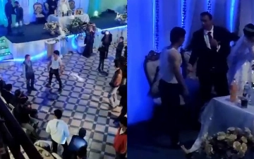 На одной из узбекских свадеб мужчина перебрал с алкоголем и начал лезть к молодоженам