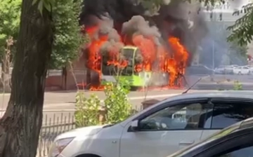 Названа причина возгорания пассажирского автобуса в Ташкенте