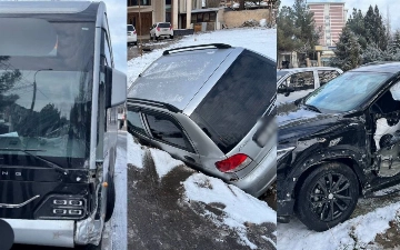 В Ташкенте столкнулись две «легковушки» и автобус, есть пострадавшие