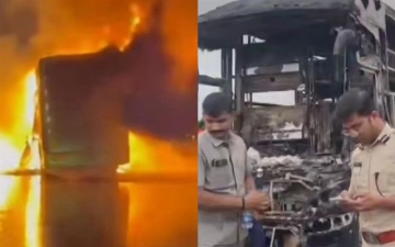 В Индии из-за пожара в туристическом автобусе погибли не менее 20 человек