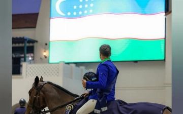 Президент Федерации конного спорта Узбекистана Бахромжон Газиев занял первое место на соревнованиях в ОАЭ