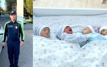 В Ташобласти сотрудник УБДД стал отцом четверняшек