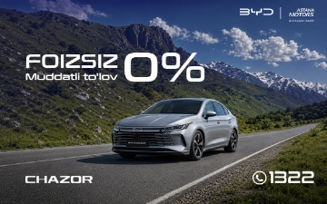 BYD Astana Motors - официальная дилерская сеть бренда в Узбекистане приглашает к покупке динамичного гибридного седана BYD Chazor в рассрочку