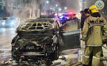 В Ташкенте на улице Ислама Каримова снова сгорел Chevrolet Orlando