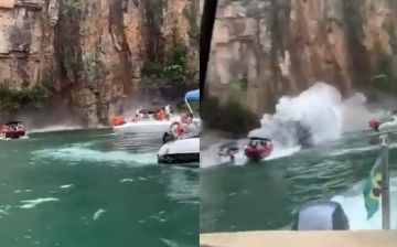 На озере в Бразилии скала обрушилась на лодки с туристами. Есть жертвы — видео