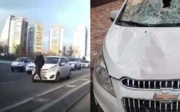 На Дархане водитель на большой скорости сбил пешехода, перебегавшего дорогу (видео)