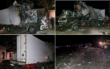 На Камчике грузовик врезался в разделитель и загорелся: погибли два человека