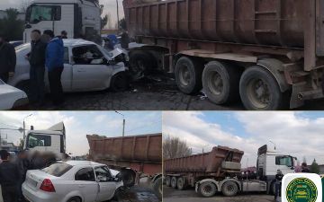 В Наманганской области «Нексия» влетела под грузовик – есть пострадавшие