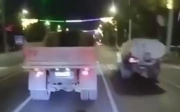 Водители грузовиков устроили гонку в центре Ташкента — видео