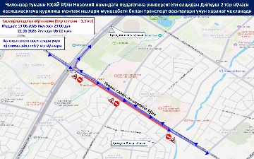 KHAYning bir qismida transport vositalari harakati cheklanadi