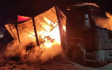 Фура с трикотажем из Узбекистана сгорела на трассе в Казахстане 