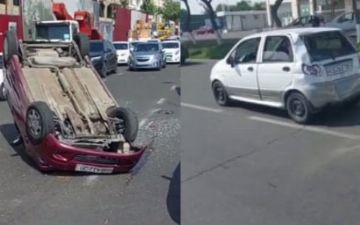 В Ташкенте столкнулись четыре автомобиля — видео