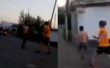В сети появилось видео, как девушка в Намангане избивает ногами двоих мужчин