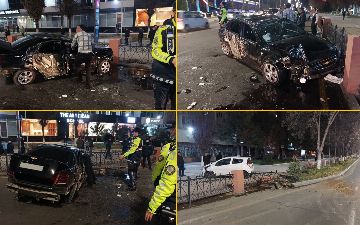 В Ташкенте неподалеку от станции метро Хамид Алимжан после аварии со «Спарком» перевернулась «Джентра»