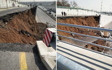 В хокимияте Ташкента назвали предварительные причины обрушения участка дороги на Луначарском