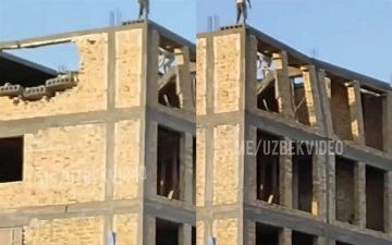 В Андижане обрушились два верхних этажа строящегося здания
