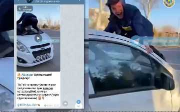 В Ташкенте тиктокер проехался на капоте автомобиля