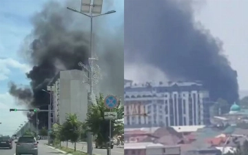 В Ташобласти произошел крупный пожар в строящемся здании