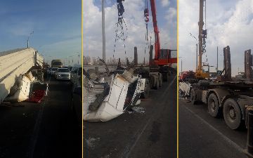 В Ташкенте кабину грузовой машины «уничтожила» бетонная плита - видео