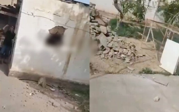 Сняты на видео последствия попадания ракеты в жилой дом в Термезе