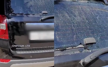 У узбекистанца из-за аномальной жары лопнуло заднее лобовое стекло «Каптивы» — видео