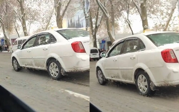 В Узбекистане водитель «Джентры» ехал с «парализованными» задними колесами — видео