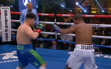 Бектемир Меликузиев нокаутировал перуанского боксера — видео
