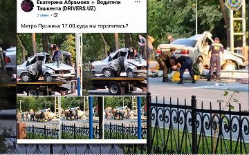 В Ташкенте водитель Mercedes-Benz не справился с управлением и врезался в столб