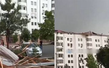 Сильный ветер сорвал кровлю жилого дома в Фергане — видео